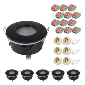 HOFTRONIC™ Set van 6 Bento LED inbouwspots - Spot armatuur - GU10 fitting - IP44 waterdicht - LED inbouwspot badkamer en keuken - Zwart