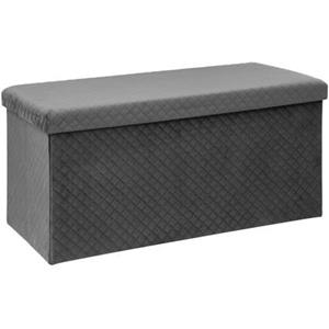 Atmosphera Poef/hocker/voetenbankje - opbergbox - fluweel donkergrijs - PO/MDF - x x 76 cm -