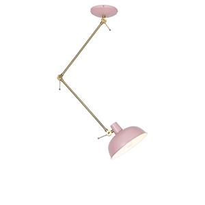 qazqa Retro Deckenleuchte rosa mit Bronze - Milou - Rosa