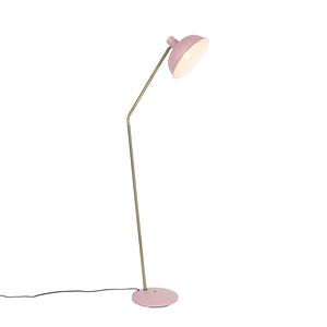 qazqa Retro-Stehlampe rosa mit Bronze - Milou - Rosa