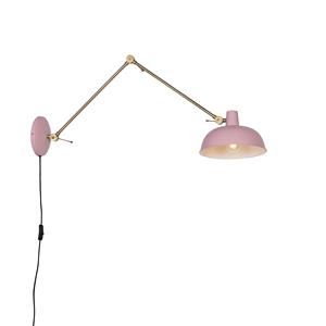 qazqa Retro-Wandleuchte rosa mit Bronze - Milou - Rosa