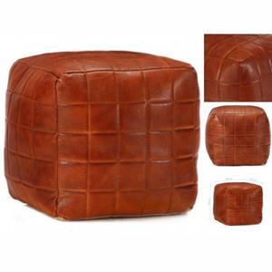 vidaXL Poef 40x40x40 cm echt geitenleer tan