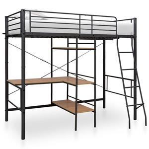 vidaXL Bett Etagenbett mit Tischrahmen Grau Metall 90x200 cm