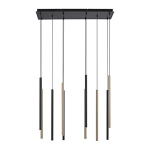 paulneuhaus Led Pendelleuchte Flute in Schwarz und Messing-matt - black - Paul Neuhaus
