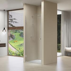 Van rijn Nisdeur  Draaideur 8 mm Met Vaste Wand 97x200 cm Chroom incl Zwart Muurprofiel