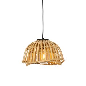 qazqa Orientalische Hängelampe schwarz mit natürlichem Bambus 30 cm - Pua - Naturel
