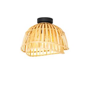 qazqa Orientalische Deckenleuchte schwarz mit natürlichem Bambus 30 cm - Pua - Naturel