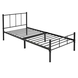 ML-Design Metalen Bed 90x200 Cm Op Stalen Frame Met Hoofdbord, Lattenbodem, Zwart