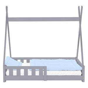 ML-Design Kinderbed Tipi 70x140 Cm Lichtgrijs Met Uitvalbeveiliging En Lattenbodem