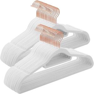 ACAZA Fluwelen Kledinghangers -  - Set Van 50 - Antislip - Wit En Goud