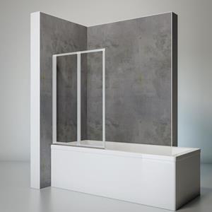 Schulte Duschwand Smart inkl. Klebe-Montage, 87 x 121 cm, 2-teilig faltbar, 3 mm Sicherheits-Glas Klar hell, Alu-Natur - Alu-Natur