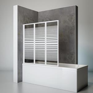 Schulte Duschwand Smart inkl. Klebe-Montage, 3-teilig faltbar, Duschabtrennung für Badewanne, Alpin-Weiß, 3 mm Sicherheitsglas (ESG) Dekor