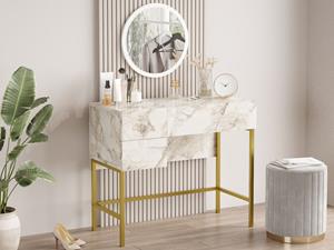 Mobistoxx Make-up tafel MINSKO 3 lades wit/goud