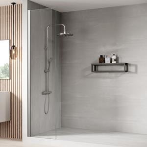 Badplaats Douchewand Florida 40 x 200 cm - Chroom – Inloopdouche 8 mm Veiligheidsglas