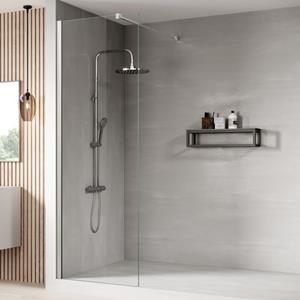 Badplaats Douchewand Florida 50 x 200 cm - Chroom – Inloopdouche 8 mm Veiligheidsglas