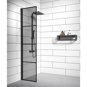 Badplaats Douchewand Essos 40 x 200 cm - Zwart – Inloopdouche 8 mm Getint Veiligheidsglas