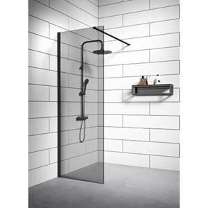 Badplaats Douchewand Rizani 50 x 200 cm - Zwart – Getint Glas Inloopdouche 8 mm Veiligheidsglas