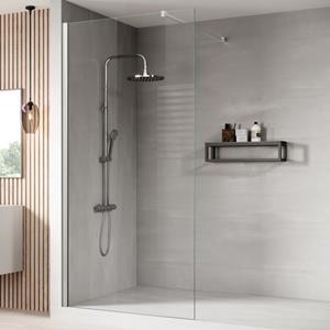 Badplaats Douchewand Florida 90 x 200 cm - Chroom – Inloopdouche 8 mm Veiligheidsglas