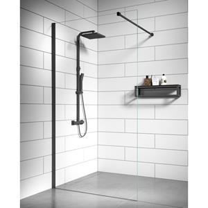 Badplaats Douchewand Florida 90 x 200 cm - Zwart – Inloopdouche 8 mm Veiligheidsglas