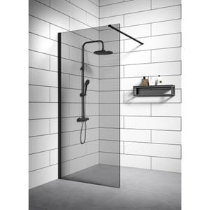 Badplaats Douchewand Rizani 90 x 200 cm - Zwart – Getint Rookglas Inloopdouche 8 mm Veiligheidsglas