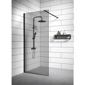 Badplaats Douchewand Rizani 100 x 200 cm - Zwart – Getint Rookglas Inloopdouche 8 mm Veiligheidsglas