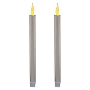 Feeric lights & Christmas Feeric Lights And Christmas Dinerkaarsen - Led - Zilver Glitter - 28 Cm