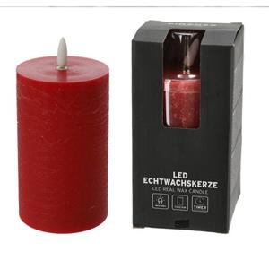 Firenze Home Led Kaars - Rood -d7,5 X H12,5 Cm - Timer