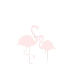 ESTAhome Fotobehang Flamingo's Moeder En Kind Licht Roze En Wit