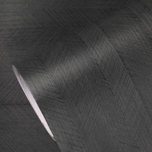 Zelfklevend Behang - Vinyl - - Zwart - Visgraat - 122cmx10m