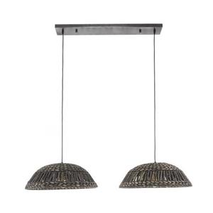 Hoyz Collection  Hanglamp 2x Dome Waterhyacint - Zwart Nikkel