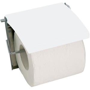 MSV Toiletrolhouder Wand/muur - Metaal/mdf Hout Klepje - Ivoor Wit