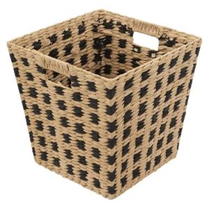 5five Opbergmand - Riet - Gevlochten - Beige/ Zwart 31 X 31 Cm