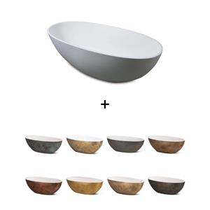 Luca sanitair Vrijstaand Ligbad  Bagno Metallo 180x80x60 cm Mineraalsteen Mat Wit (Kleurafwerking Naar Keuze)