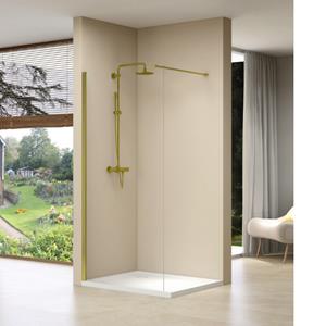 Van rijn Inloopdouche  Products Vaste Wand 39-41 x 200 cm Helder Glas en Gouden Muurprofiel