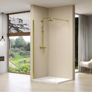 Van rijn Inloopdouche  Products Vaste Wand 49-51 x 200 cm Helder Glas en Gouden Muurprofiel