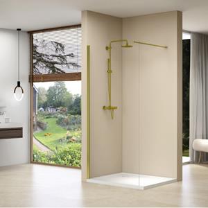 Van rijn Inloopdouche  Products Vaste Wand 77-79 x 200 cm Helder Glas Stabilisatiestang en Gouden Muurprofiel