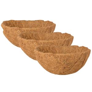 Esschert Design 3x stuks voorgevormde inlegvellen kokos voor hanging basket 30 cm - kokosinleggers -