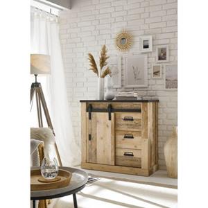 Home affaire Kast Sherwood Houtdecor, met schuurdeurbeslag en apothekersgrepen, breedte 92 cm
