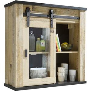 Home affaire Hangend kastje Sherwood met schuurdeurbeslag van metaal, hoogte 90 cm