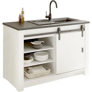 Home affaire Gootsteenkast Sherwood met schuurdeurbeslag van metaal, breedte van het werkblad 133 cm
