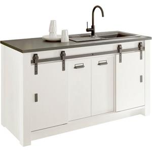 Home affaire Gootsteenkast Sherwood Breedte 161 cm, schuurdeurbeslag en apothekersgrepen van metaal