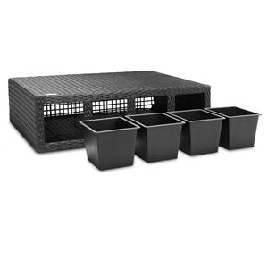 Blumenkasten 4 Innentöpfe Polyrattangeflecht Herausnehmbar Blumentopf Übertopf Pflanzkübel Pflanzkasten schwarz - Casaria