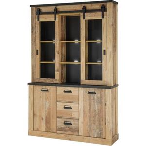 Home affaire Buffet SHERWOOD Holz Dekor, mit Scheunentorbeschlag und Apothekergriffen, Breite 133cm