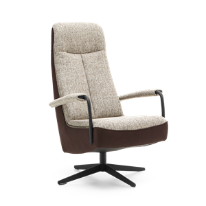 Prominent Draaifauteuil C-104 Donkerbruin Stof en Leer