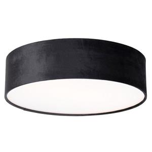 qazqa Deckenleuchte schwarz 40 cm mit goldener Innenseite - Drum - Schwarz