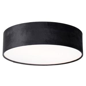 QAZQA Moderne Plafondlamp Zwart 40 Cm Met Gouden Binnenkant - Drum