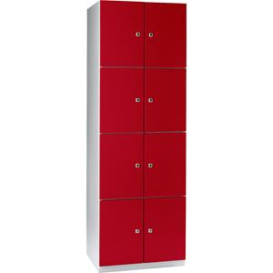 Wolf Fächerschrank, 8 Fächer, 1800 x 600 x 500 mm, Türen feuerrot