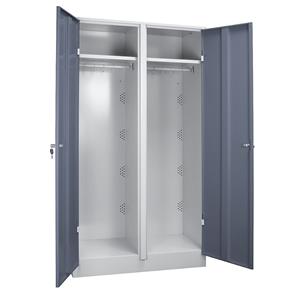 Wolf Stahlschrank, Garderobenschrank, 1000 mm breit, Türen blaugrau RAL 7031, Korpus lichtgrau RAL 7035