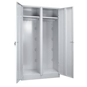 Wolf Stalen kast, garderobekast, breedte 1000 mm, deuren lichtgrijs RAL 7035, bak lichtgrijs RAL 7035