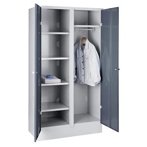 Wolf Stalen kast, opslagkast, deuren blauwgrijs RAL 7031, bak lichtgrijs RAL 7035